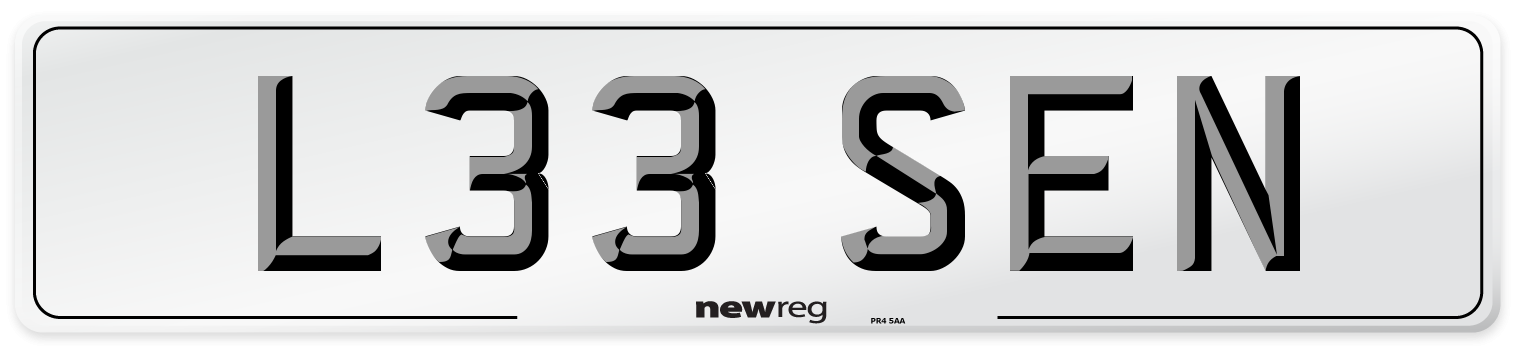 L33 SEN Number Plate from New Reg